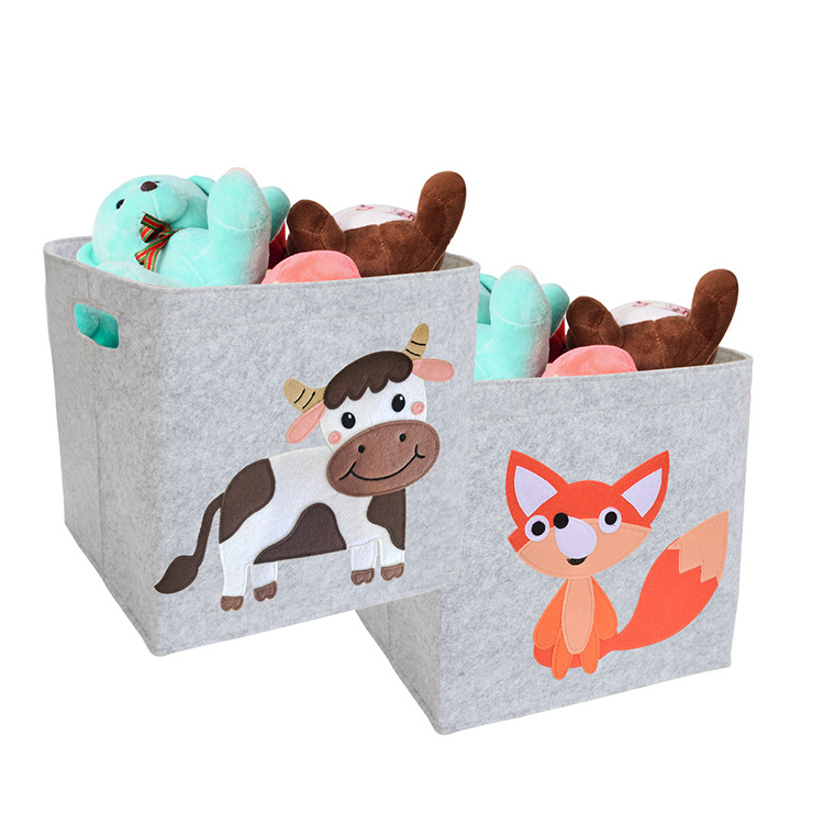 Baby Felt Foldable Storage Cube Bin - 11 Inch Nursery Cubby Storage Bin Cubes Closet Organizers and Storage Toy Bin