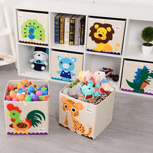 Large Cartoon Oxford Fabric Foldable Clothes Underwear Socks Storage Cute Kids Cube Toy Organizer Box Toys Storage Boxes