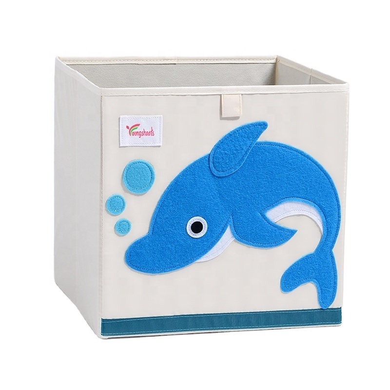 wholesale hot sell cube storage box organizer for clothes folding children's cartoon fabric toys box