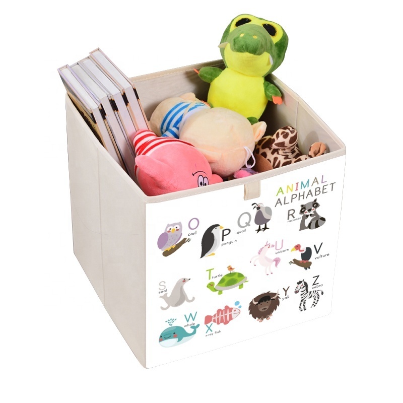 woven Foldable Fabric Basket Bin Collapsible Storage Container Cube For Nursery Toys Organizer Kids Cabinet Storage