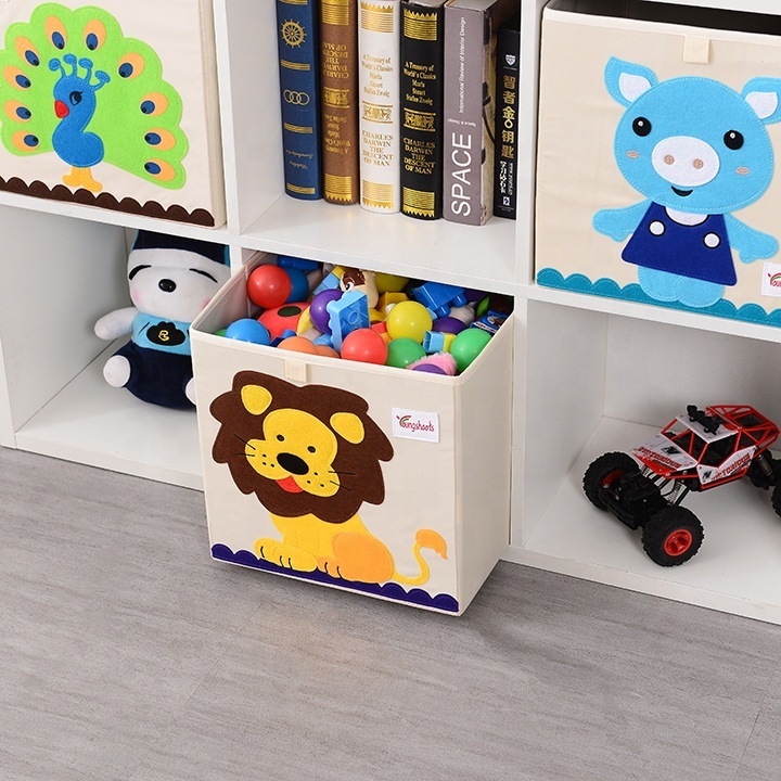 Cartoon Home Organizer Bins Cartoon Foldable Fabric Storage Boxes Collapsible Closet Organizer for Kids Storage Toys Storage