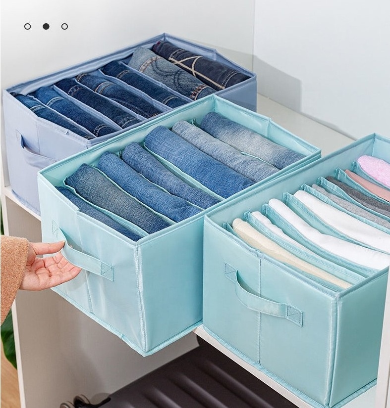 7 Grids Organize Stackable Jeans Clothes Shirt Pants Organizer Closet Drawer Divider Foldable Cloth Storage Box Closet Organizer