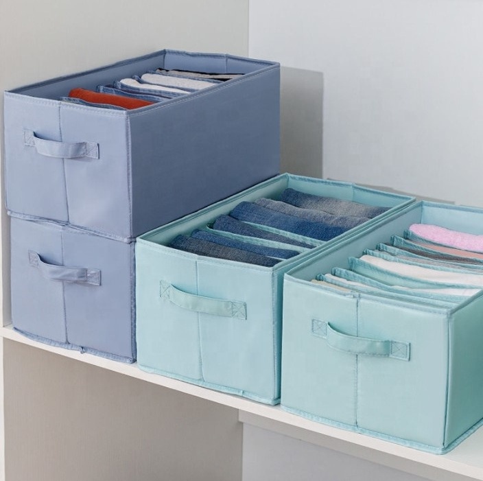 7 Grids Organize Stackable Jeans Clothes Shirt Pants Organizer Closet Drawer Divider Foldable Cloth Storage Box Closet Organizer