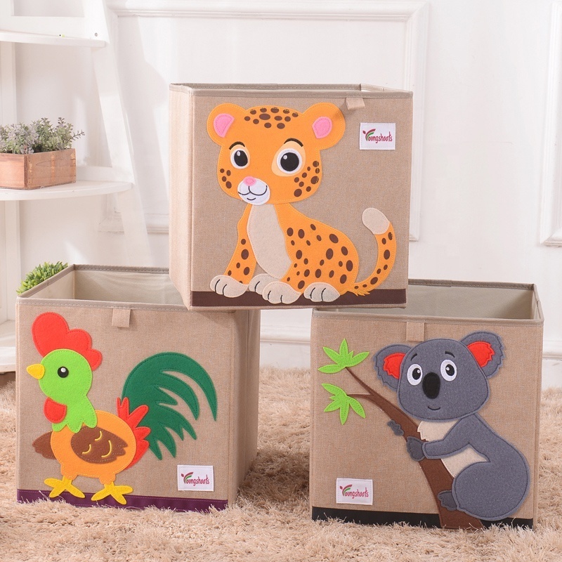 Large Cartoon Oxford Fabric Foldable Clothes Underwear Socks Storage Cute Kids Cube Toy Organizer Box Toys Storage Boxes