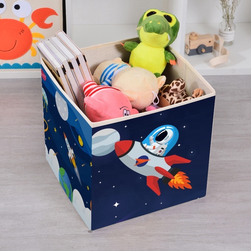 Custom Printed Astronauts Rocket Organizer For Storage Closet Systems Large Container Cube Kids Toys Storage Organizer