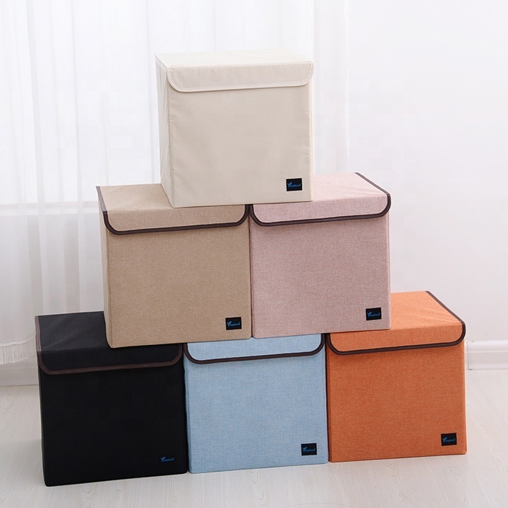 Popular Products Cotton&Linen Folding Storage Box Homes Storage Containers Clothes Storage Box With Lid