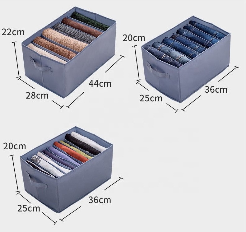 7 Grids Organize Stackable Jeans Clothes Shirt Pants Organizer Closet Drawer Divider Foldable Cloth Storage Box Closet Organizer