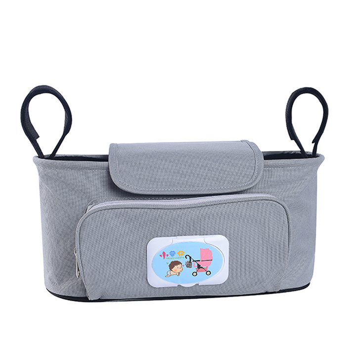 Wholesale Custom Make Hanging Baby Stroller Organizer Diaper Storage Bag With Cup Holder