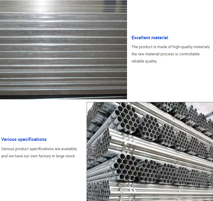 Excellent material ASTM bs GB JIS ASTM A53-2007 galvanized steel hollow section tube pipe