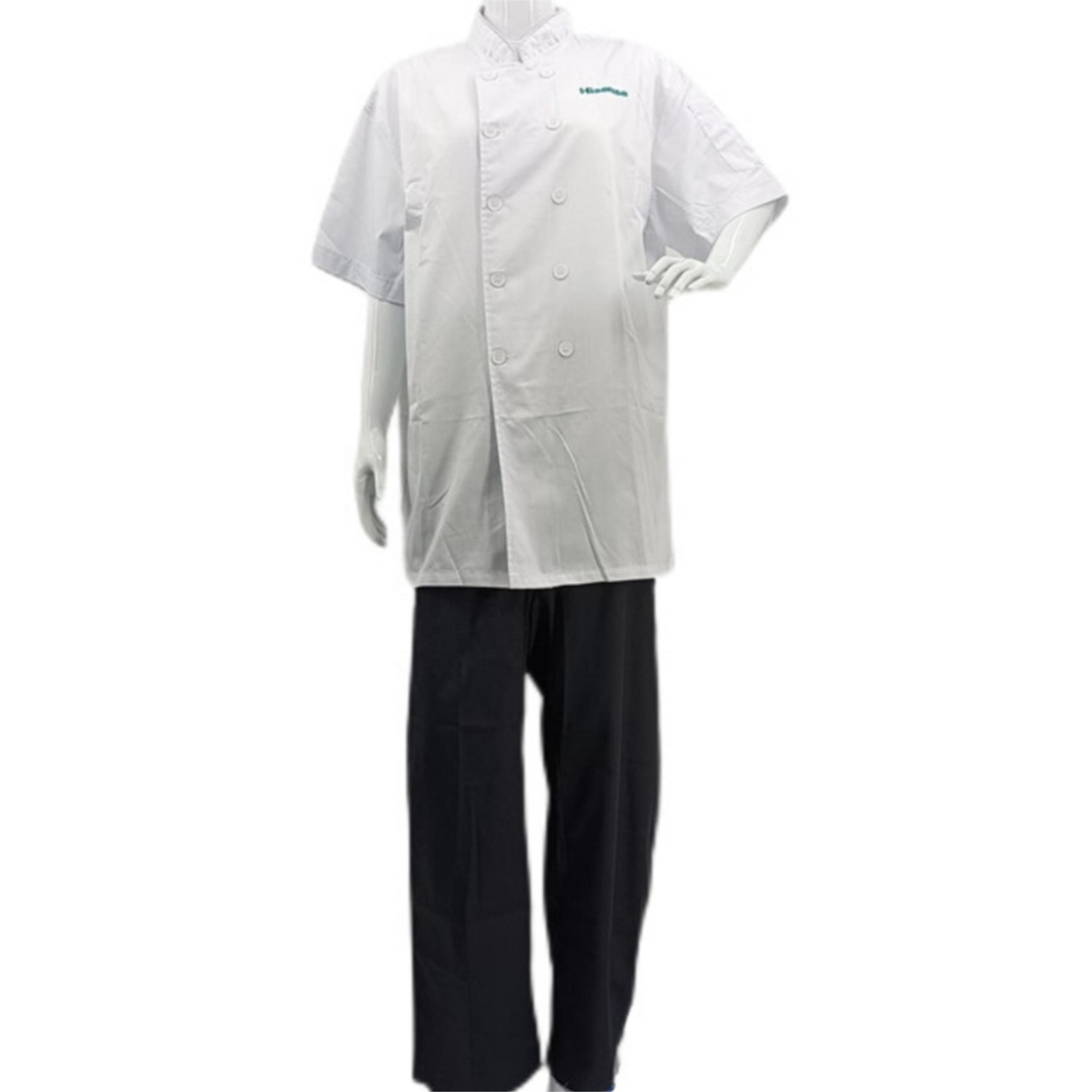 customized short sleeve summer white button chef uniform