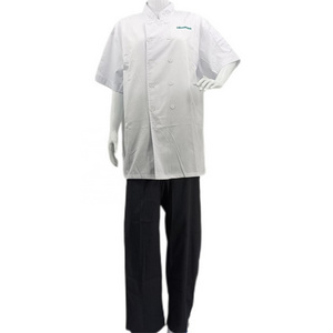 customized short sleeve summer white button chef uniform