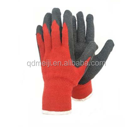 Low cost safety rubber latex coated high quality work gloves