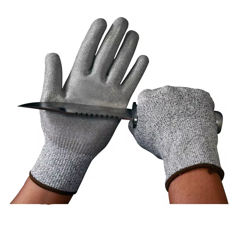 CE EN 388 4544 Level 5 Anti-Cut Anti-Static Anti-Slip Safety Kitchen Gloves 13G HPPE Cut Proof Cryogenic Resistant Gloves