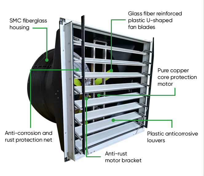 Easily Assembled Poultry Fan High efficiency Chicken House Exhaust Fan Multi-dimension 220-380V waterproof exhaust fan