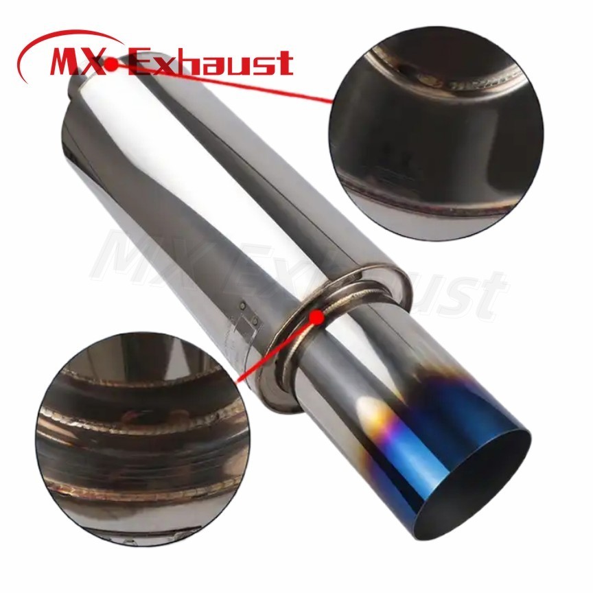 Custom Universal 201 Stainless Steel straight Exhaust Muffler tip big straight drum Hks exhaust muffler straight sound muffler