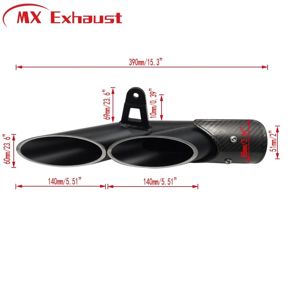 Top Quality Compatible Aluminum Alloy Double Hole Carbon Fiber Cover 51mm Motorcycle Exhaust Muffler Silencer