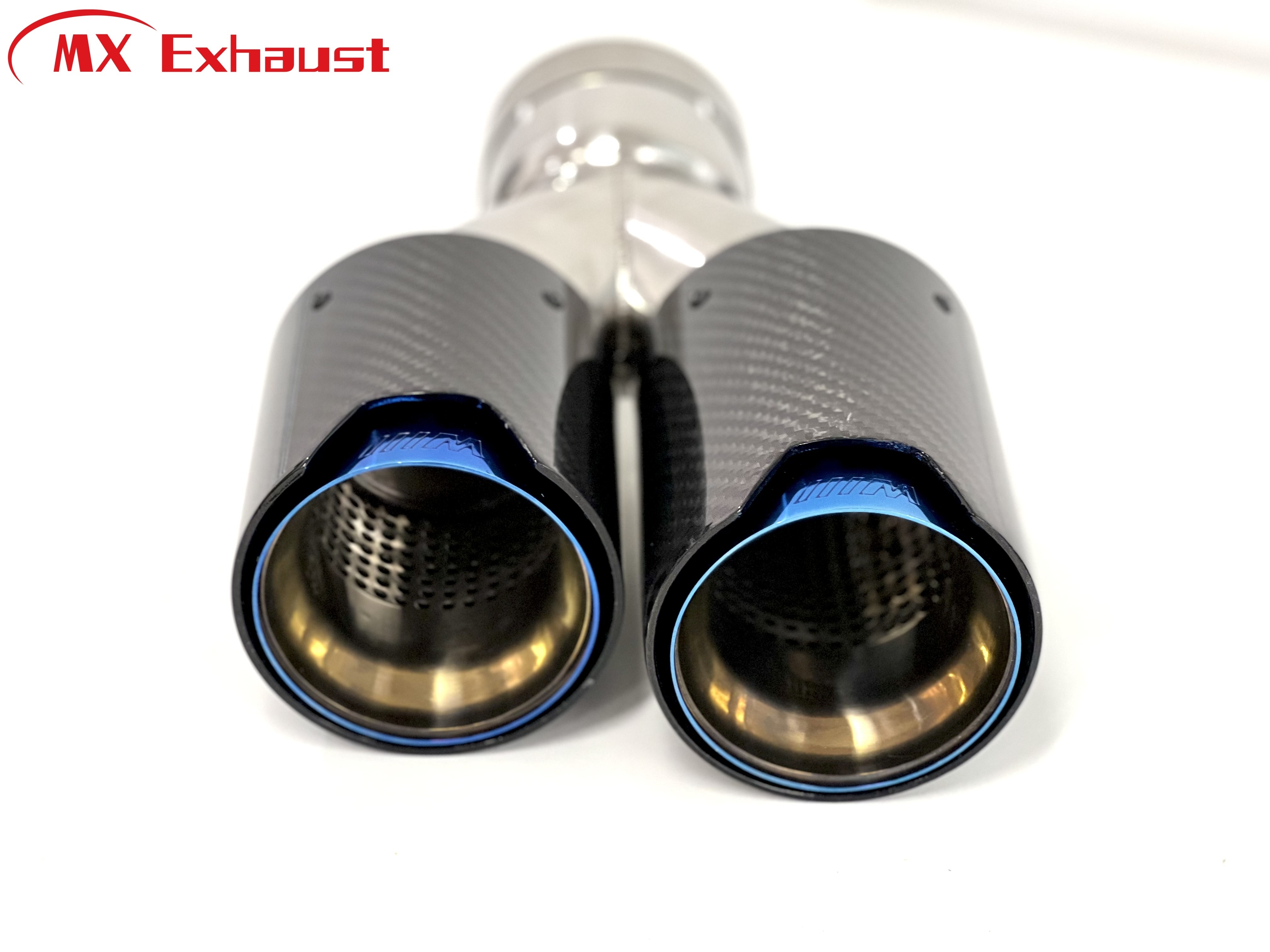 Y Model Oval Glossy Carbon Fiber Exhaust Tip For B-MW B-ENZ  Car Universal Rear Diffuser Stainless Steel Muffler Pipe