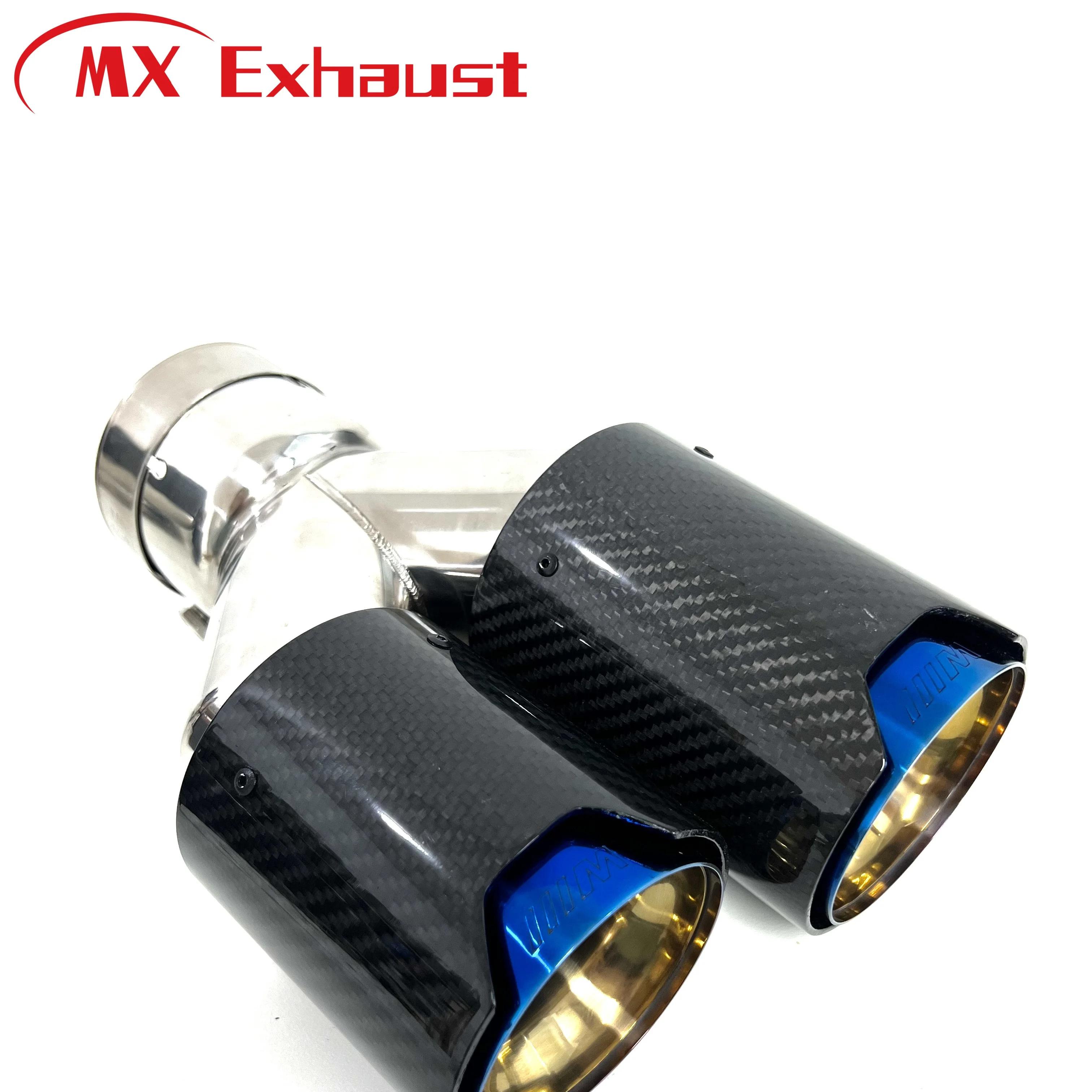 Y Model Oval Glossy Carbon Fiber Exhaust Tip For B-MW B-ENZ  Car Universal Rear Diffuser Stainless Steel Muffler Pipe