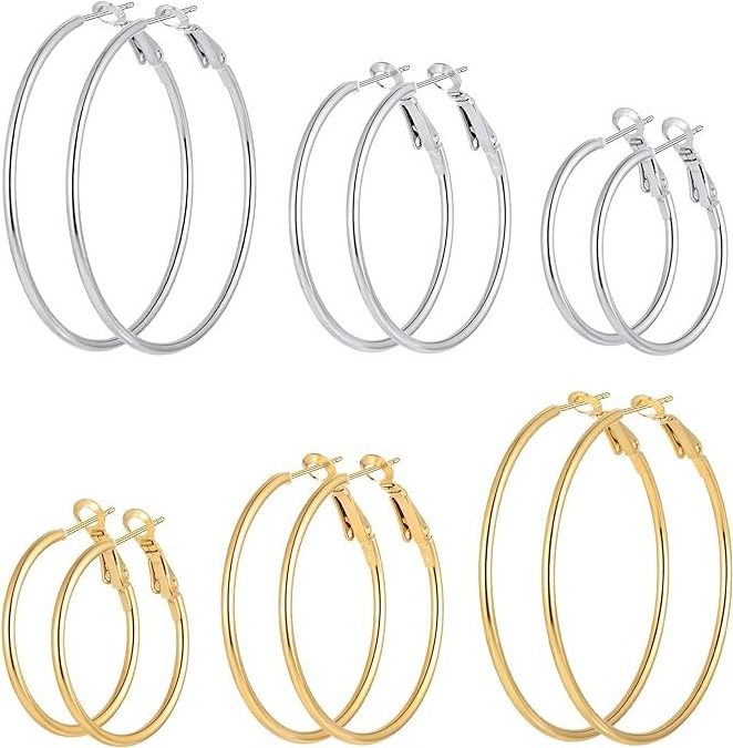 Stainless Steel gold silver Plated Hoop Earrings for Women Girl, Hypoallergenic Hoops Women's Earrings Loop Earrings Set