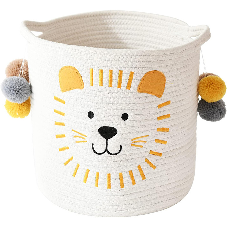 Wholesale cotton rope animal storage basket for kids lion, cotton rope baby changing baskets 12