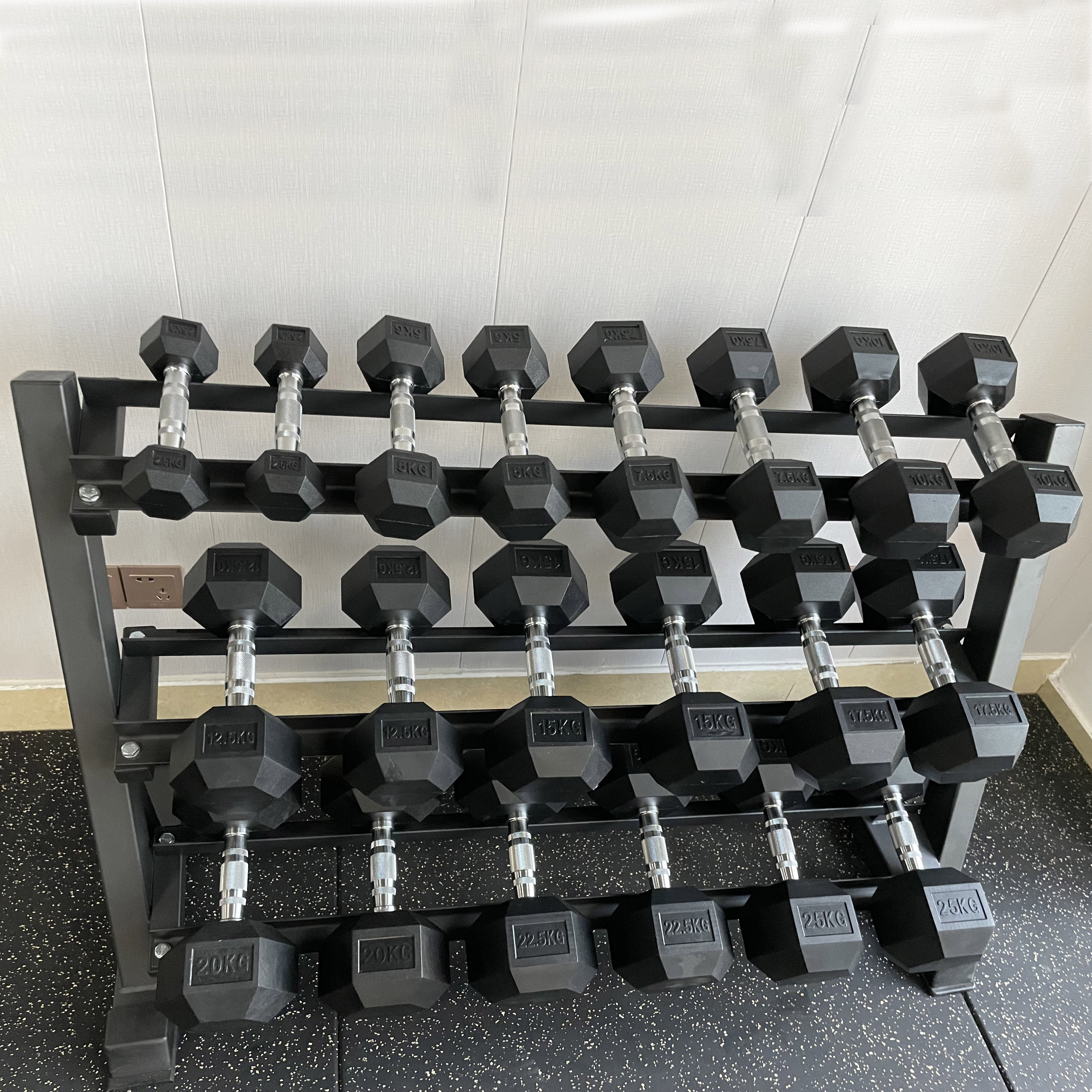 dumbbell manufacture Gym Equipment Rubber Hex Dumbells Weights Set kg pound Hex Rubber Dumbbells