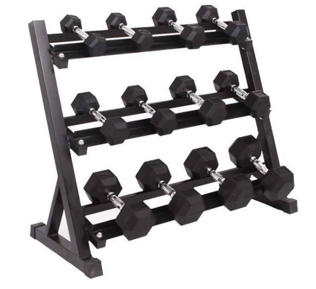 Rubber hex  dumbbell rack dumbbell sets