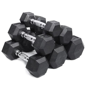 dumbbell manufacture Gym Equipment Rubber Hex Dumbells Weights Set kg pound Hex Rubber Dumbbells