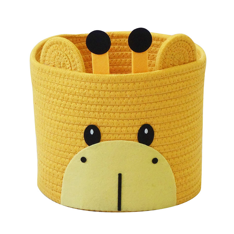 Customization animals face bear lion elephant Cotton Rope Storage Basket 10 x 12 inch