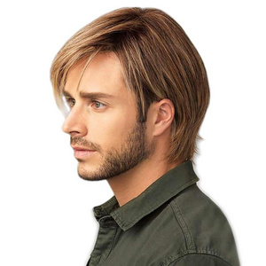 Wholesale Cheap Mens Hairline Toupee 100% Real Human Hair Forehead Hairline Thin PU Replacement System Toupee