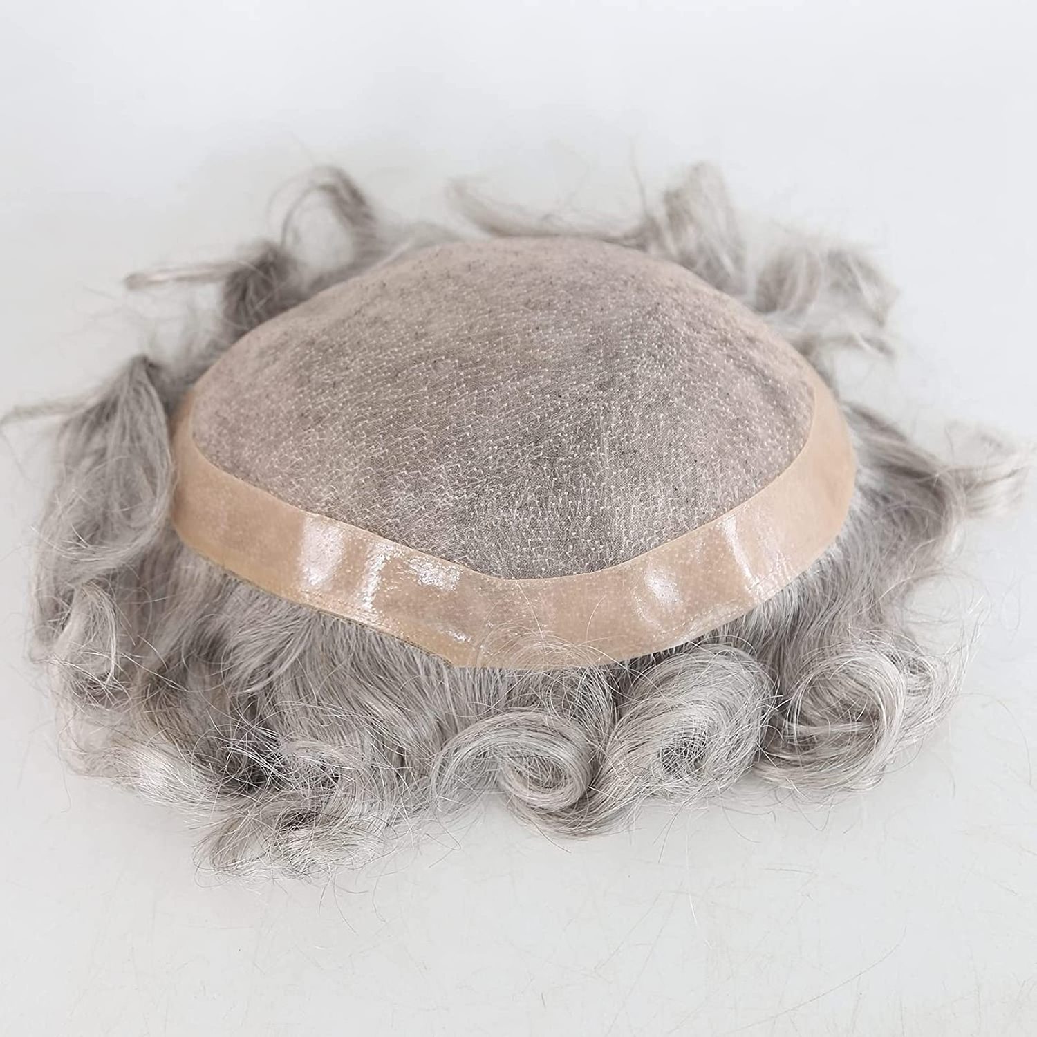 Man Hair Wig Natural Toupee Grey Men's Toupee Human Hair 8x10 #5 Mixed 80% Grey Hair Fine Mono Replacement Hairpiece for Men