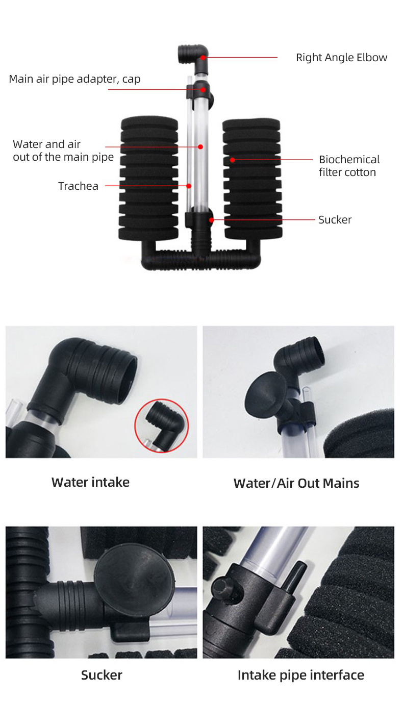 23cm Aquarium Filter Fish Tank Air Pump Skimmer Biochemical Sponge Foam Filter Aquarium Filtration Filter