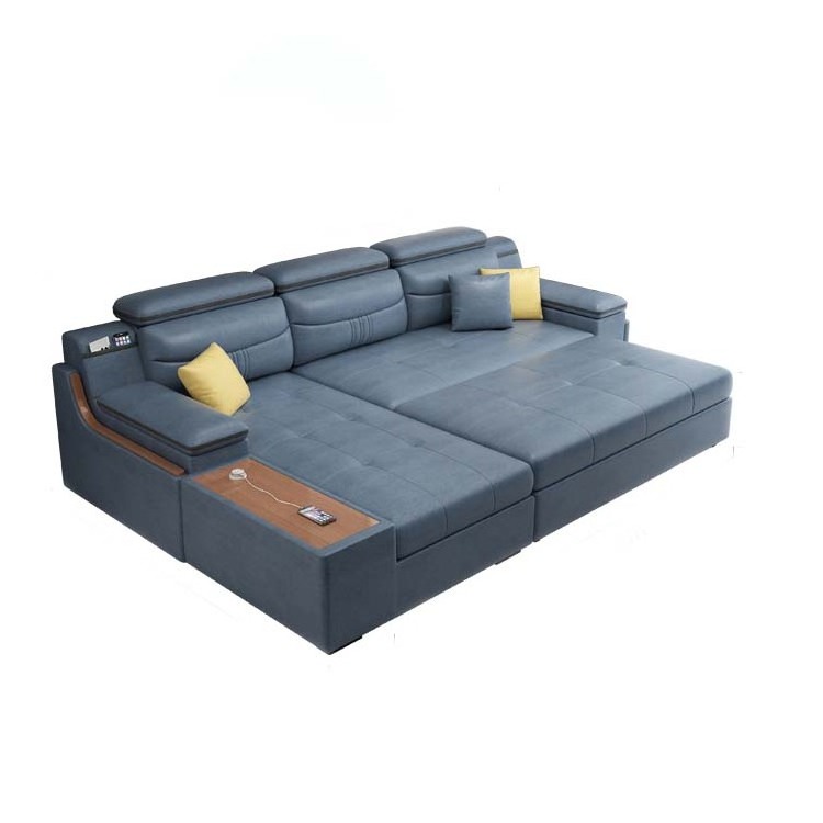 Most Sold Minimalist Cozy Brown Genuine Leather Double Decker Sleeper Velvet Sofa Bed Convertible