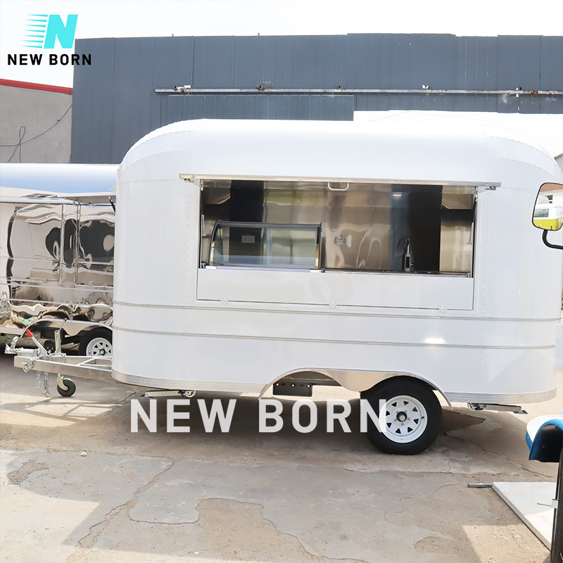 New Born Australian Standard Customized Mirror Surface Stainless Steel Mobile Food Truck Bar popcorn food trailer