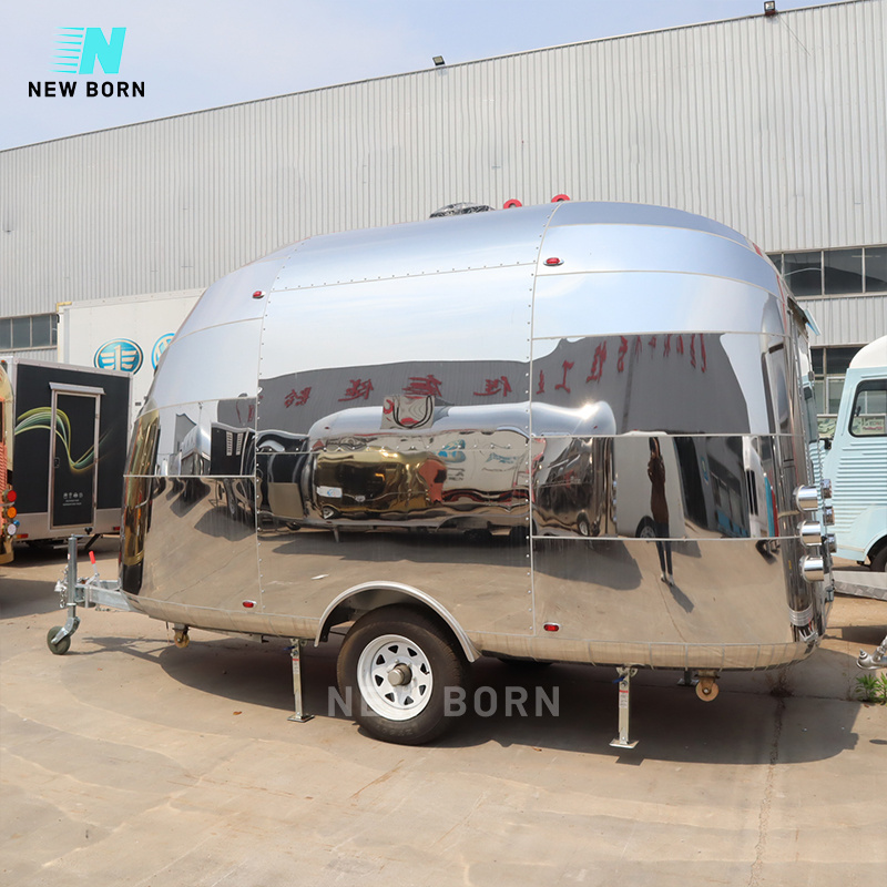 New Born Popular Airstream Food Trailer 4 Meters Ice-Cream Snow Cone Food Truck With Full Kitchen Equipment For Sale