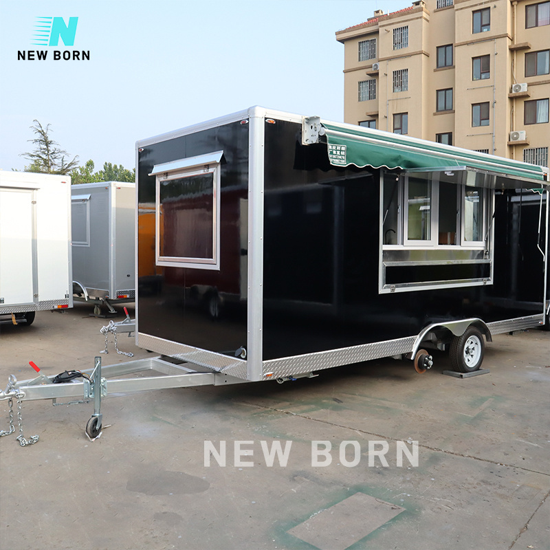 New Born Mobile Kitchen Trailer Churros Deep Fry Caravan Coffee Cart Fast Food Trucks Europe Ice Cream Mobile Food Cart