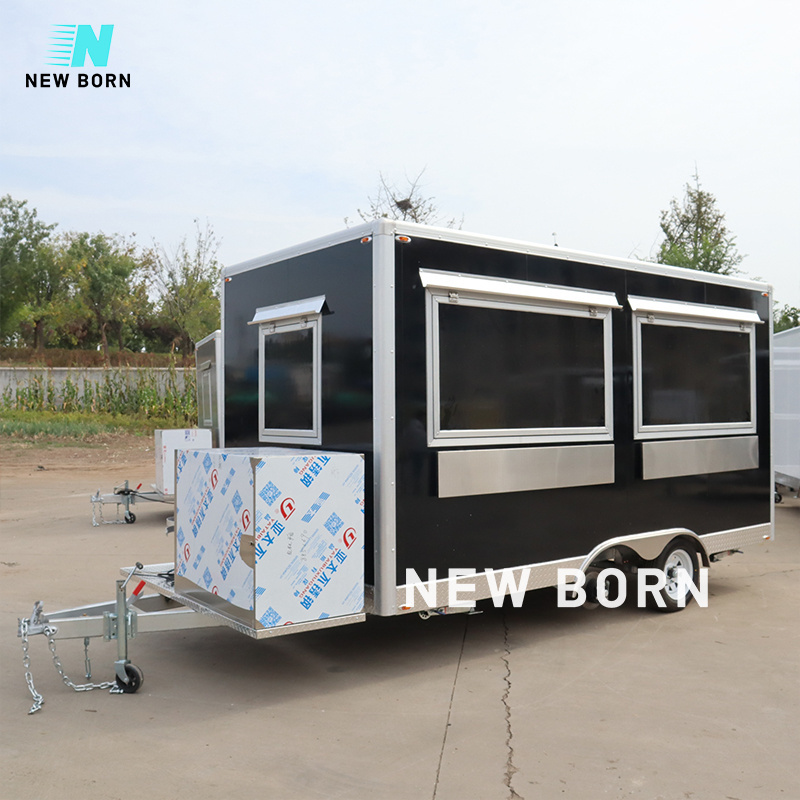 New Born Mobile Kitchen Trailer Churros Deep Fry Caravan Coffee Cart Fast Food Trucks Europe Ice Cream Mobile Food Cart