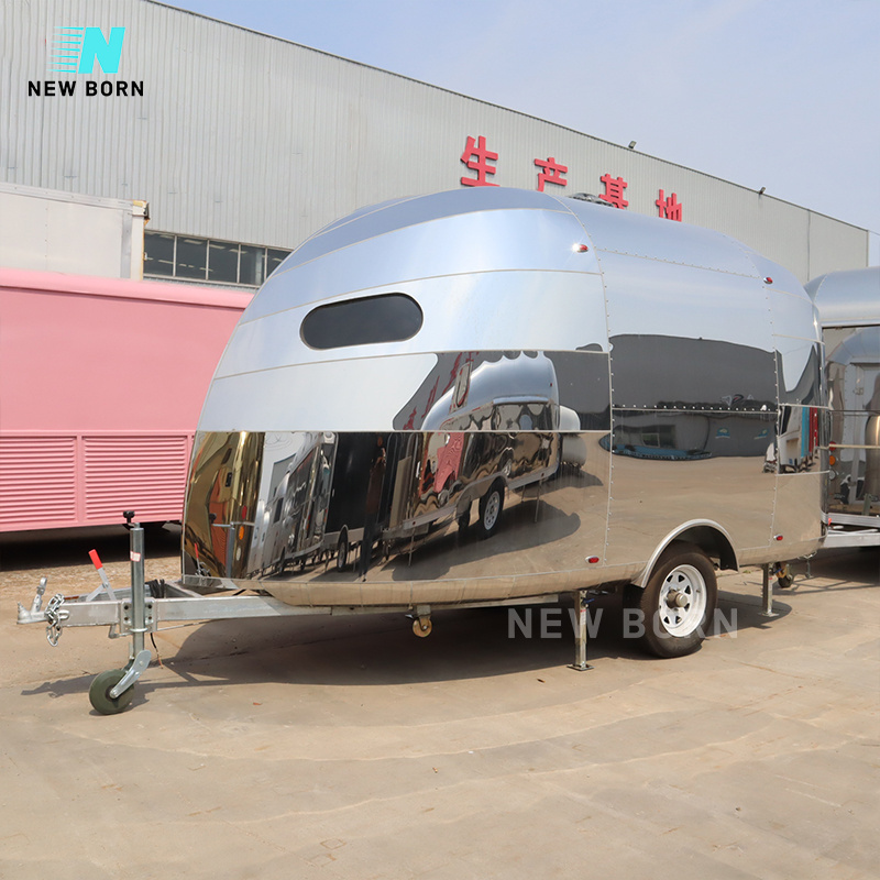 New Born Popular Airstream Food Trailer 4 Meters Ice-Cream Snow Cone Food Truck With Full Kitchen Equipment For Sale