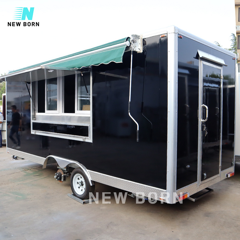 NEWBORN 14.5ft food cart mobile food truck supplies van for sale towable kitchen pizza snack Square food trailer