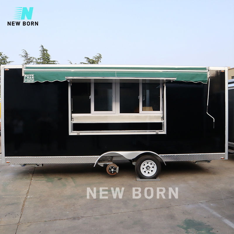 NEWBORN 14.5ft food cart mobile food truck supplies van for sale towable kitchen pizza snack Square food trailer