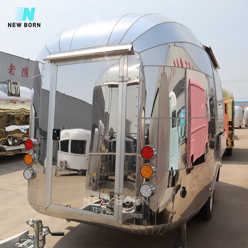 New Born Popular Airstream Food Trailer 4 Meters Ice-Cream Snow Cone Food Truck With Full Kitchen Equipment For Sale