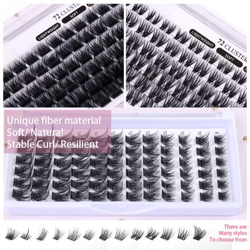 New Design DIY Lash Extensions Kit C D Curl Lashes Ribbons Natural Cluster Eyelash Segmented DIY Lash Kit