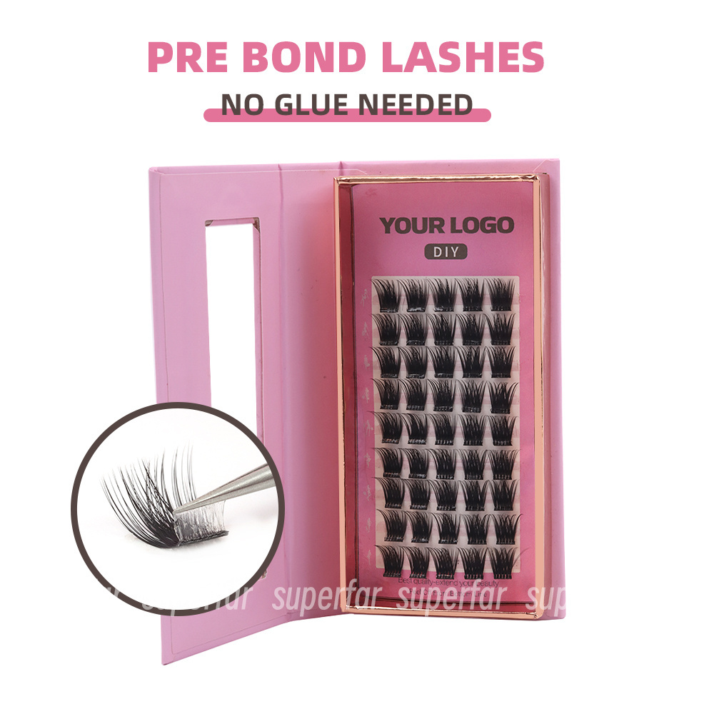 Wholesale  self adhesive lashes  pre bond cluster lashes no glues lashes