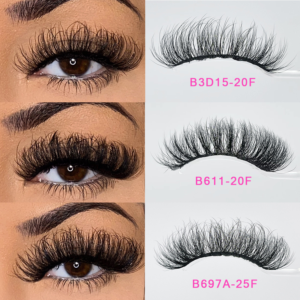 Private Label Fluffy Russian Full Strip Eyelashes Vendors Faux Natural 3D Mink Lashes 15-25mm Wholesale Eyelashes