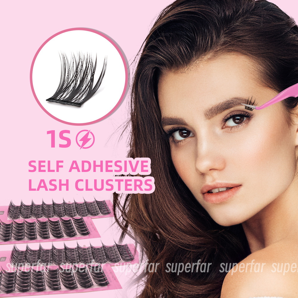 Wholesale  self adhesive lashes  pre bond cluster lashes no glues lashes