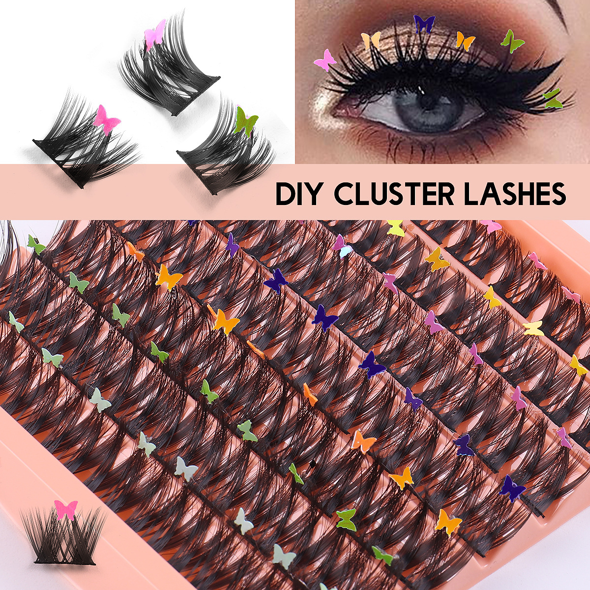 Factory price cluster lashes decal custom logo 25mm lash clusters cluster lashes