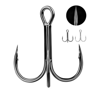 High Carbon Black Nickel Treble Hooks for Freshwater and Saltwater Fishing Strong and Durable