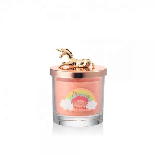 Luxury Scented Candle Cute Gift Unicorn Copper Lid  Scented Candle With Fancy box and Pine Tree lid Christmas Gift