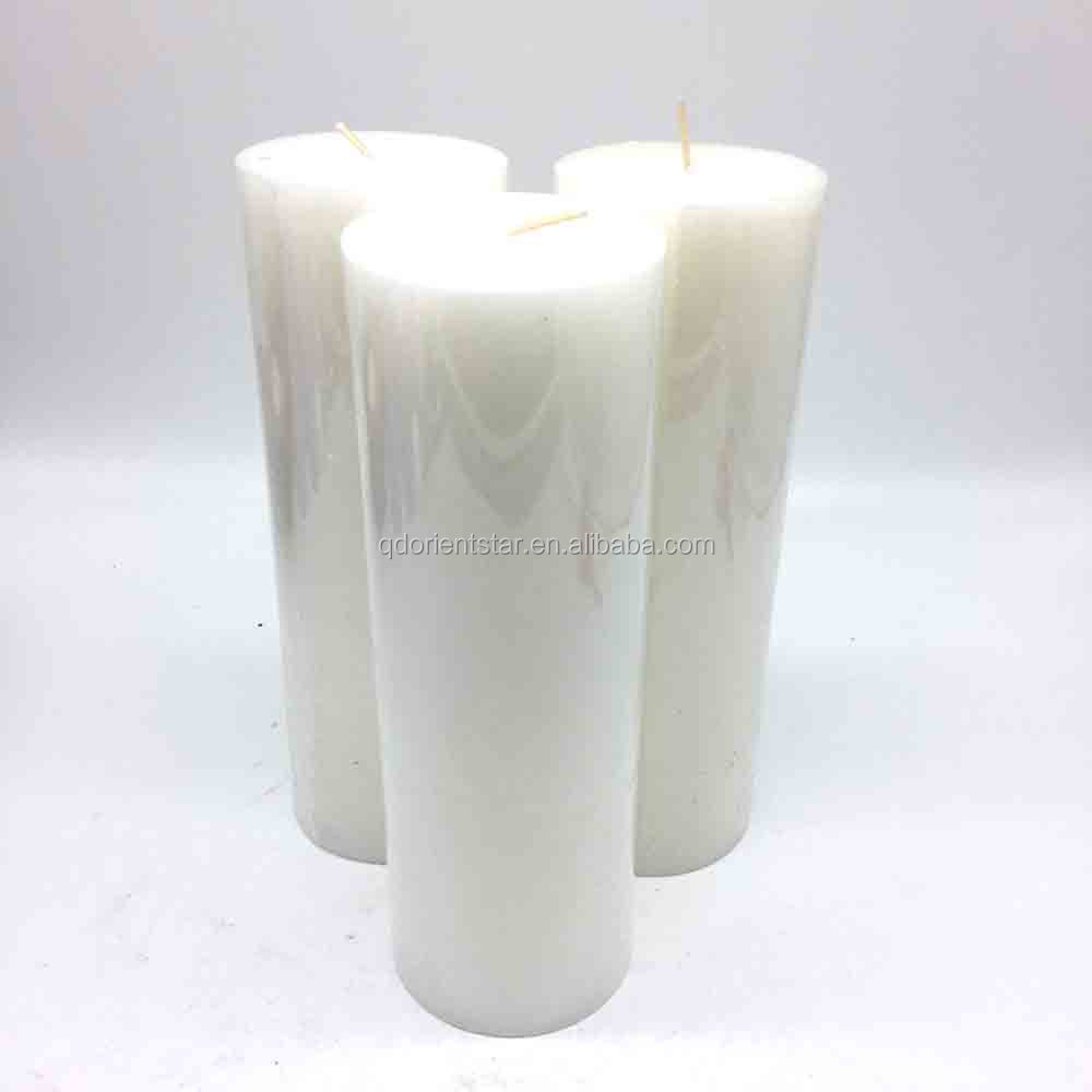 Factory Supply Pure Paraffin Wax Custom Brand Label Long Burning Paraffin Wax Pillar Candle White Pillar Candle