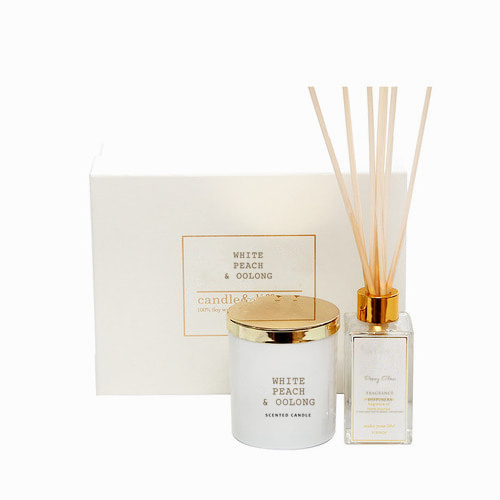 Eco Friendly Natural Luxury Reed Diffuser Bottle Scented Gift Candle and reed diffuser gift set with box