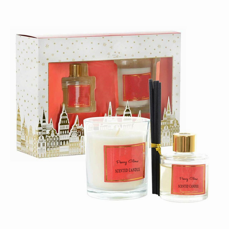 Eco Friendly Natural Luxury Reed Diffuser Bottle Scented Gift Candle and reed diffuser gift set with box